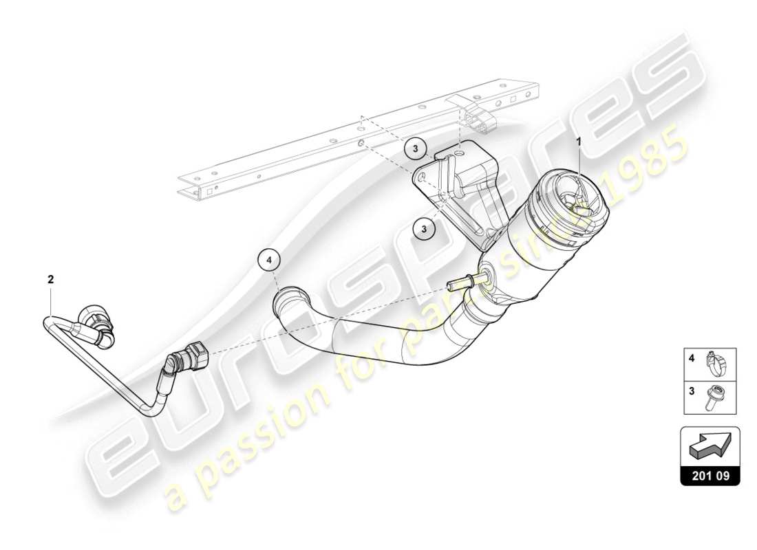 lamborghini evo spyder (2020) col de remplissage de carburant schéma des pièces