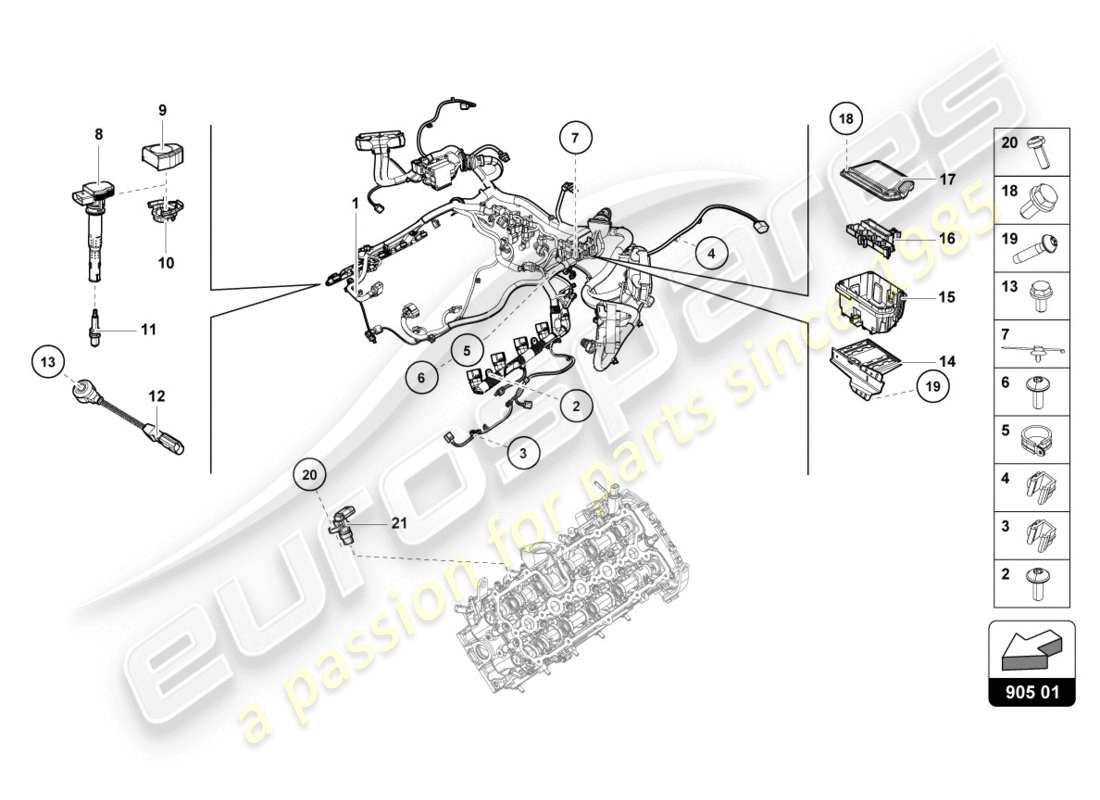 lamborghini evo spyder 2wd (2020) système de mise à feu schéma des pièces