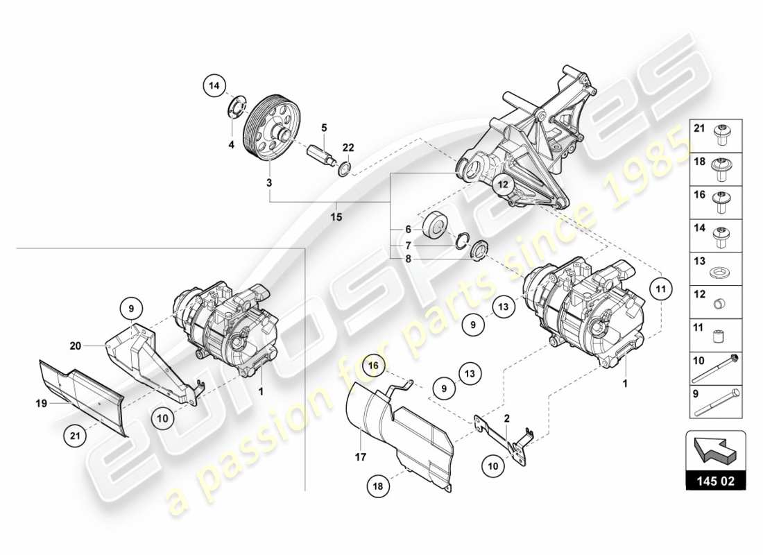lamborghini 2012 (lp700-4 coupe)) diagramme des pièces du compresseur de climatisation