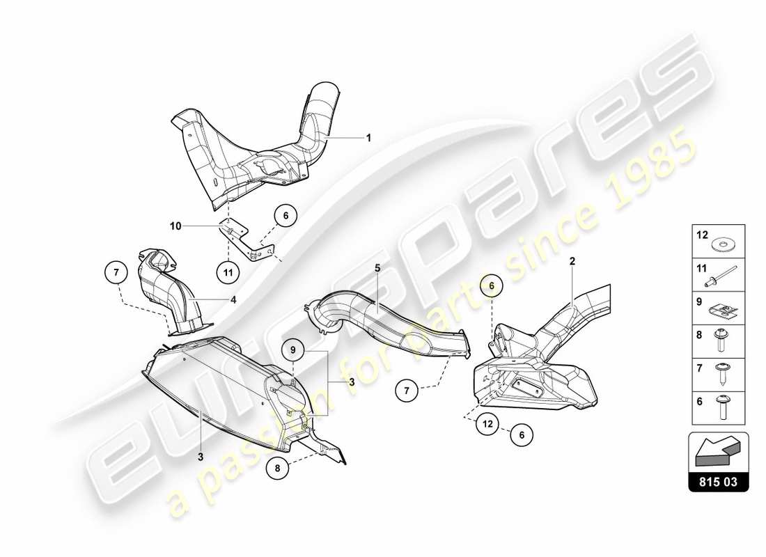 lamborghini lp700-4 coupe (2012) carton de conduit d'air schéma des pièces