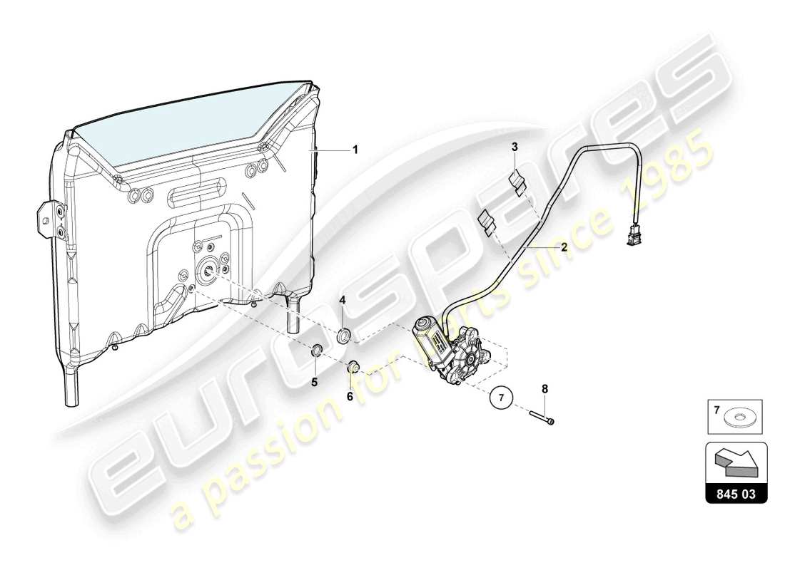 lamborghini lp740-4 s roadster (2020) fenêtre arrière schéma des pièces