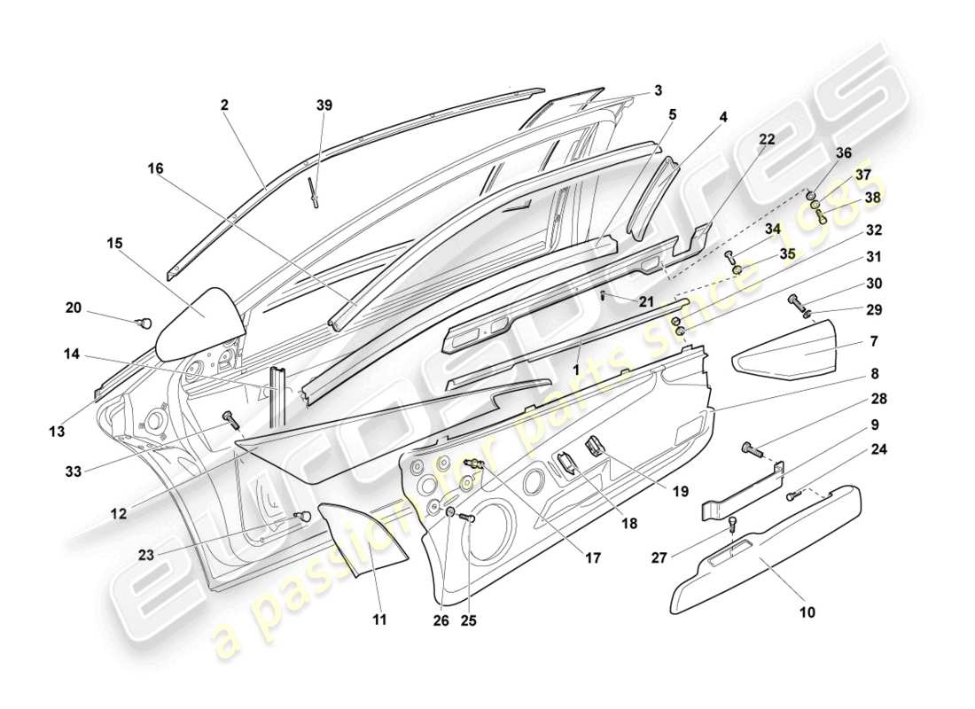 lamborghini murcielago coupe (2006) guide de fenêtre schéma des pièces