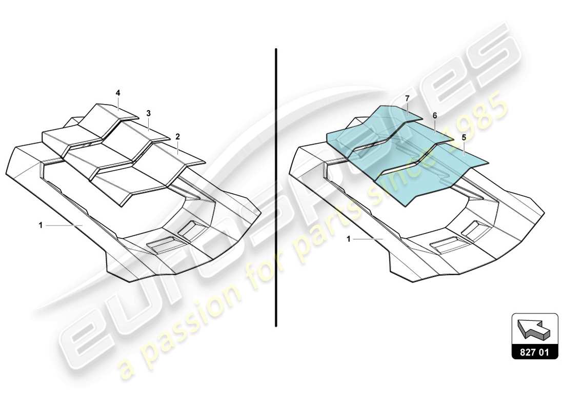 lamborghini 2014 (lp720-4 coupe 50) couvercle moteur avec insp. couverture diagramme de pièce