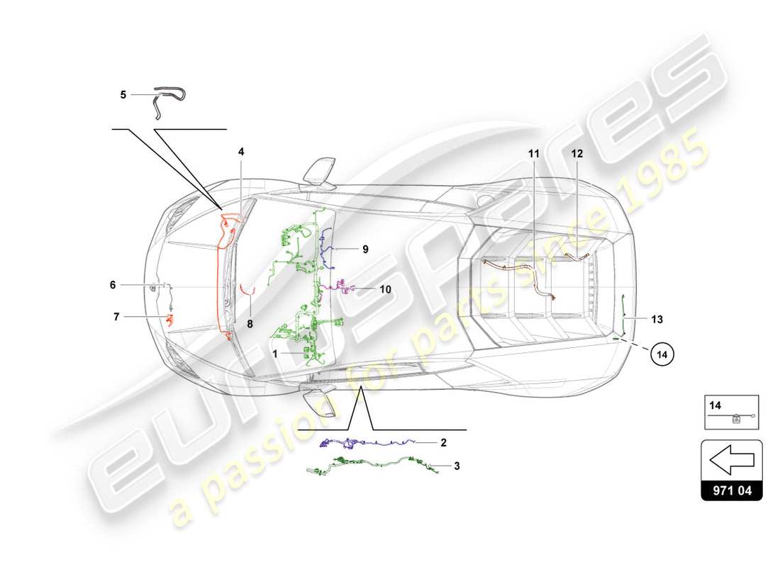 lamborghini performante spyder (2020) câblage schéma des pièces