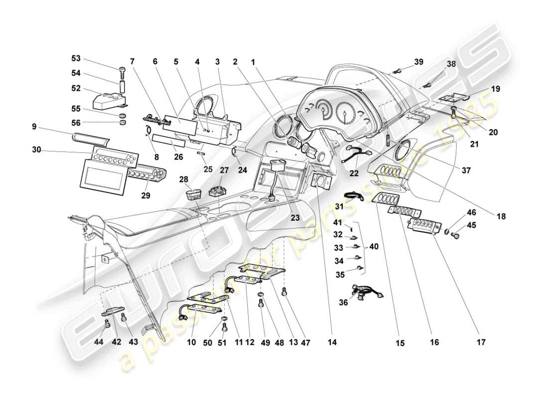 lamborghini murcielago coupe (2005) jeu de câblage central schéma des pièces