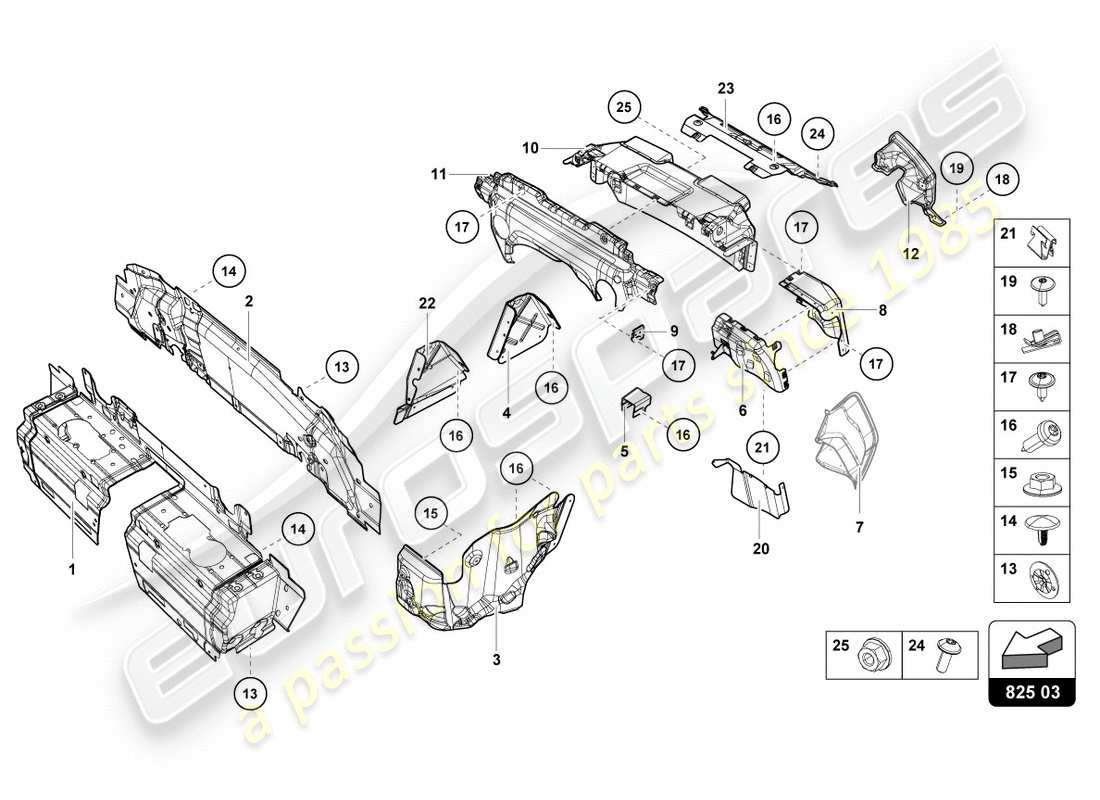 lamborghini lp610-4 spyder (2019) bouclier thermique schéma des pièces