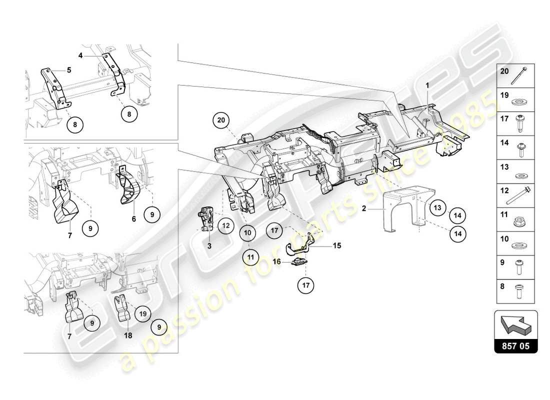 lamborghini lp740-4 s coupe (2018) diagramme des pièces de la traverse