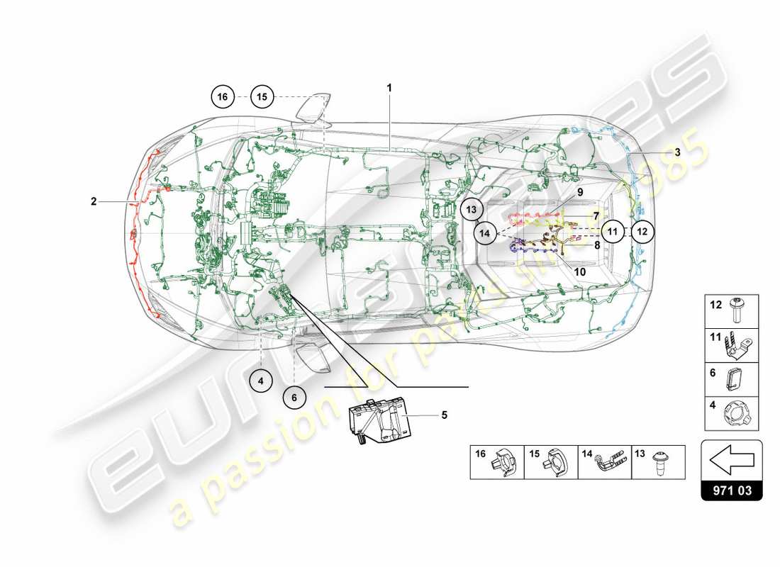 lamborghini performante spyder (2020) centre de câblage schéma des pièces