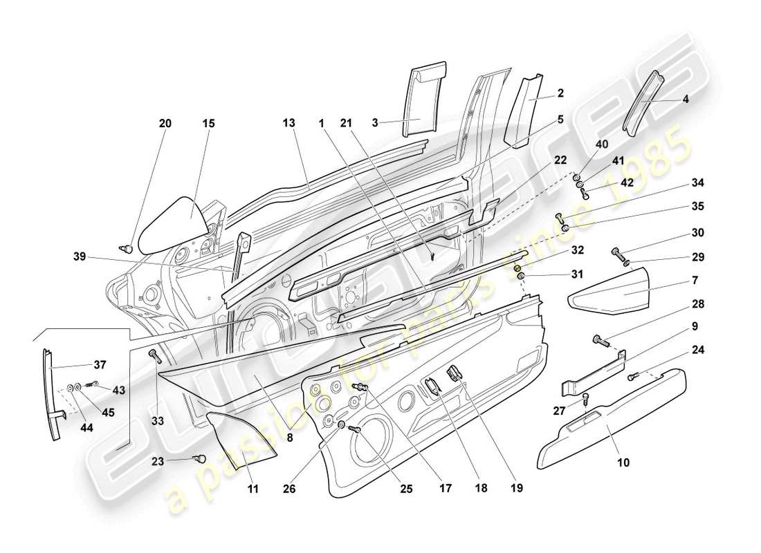 lamborghini murcielago roadster (2006) guide de fenêtre schéma des pièces