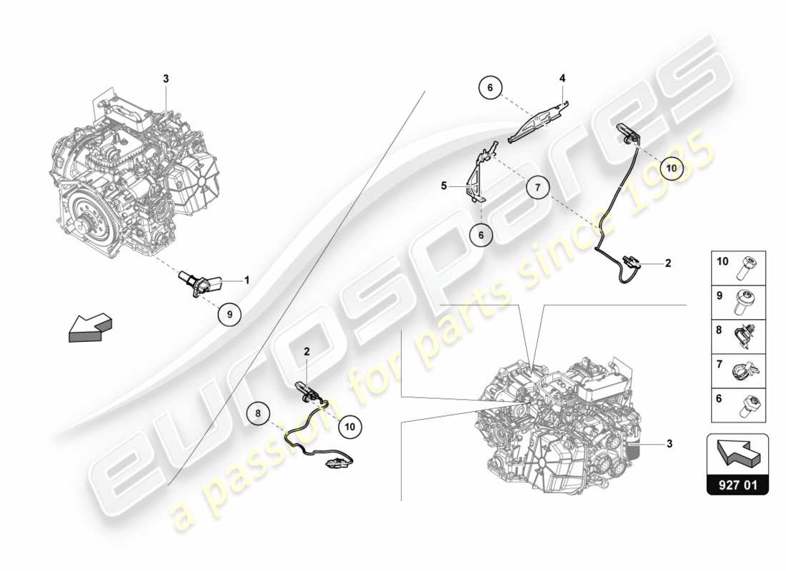 lamborghini performante spyder (2020) transmetteur de vitesse avec transmetteur de température schéma des pièces