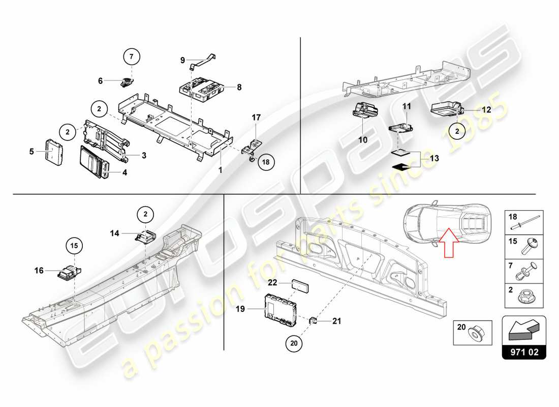 lamborghini performante spyder (2020) unité de contrôle schéma des pièces