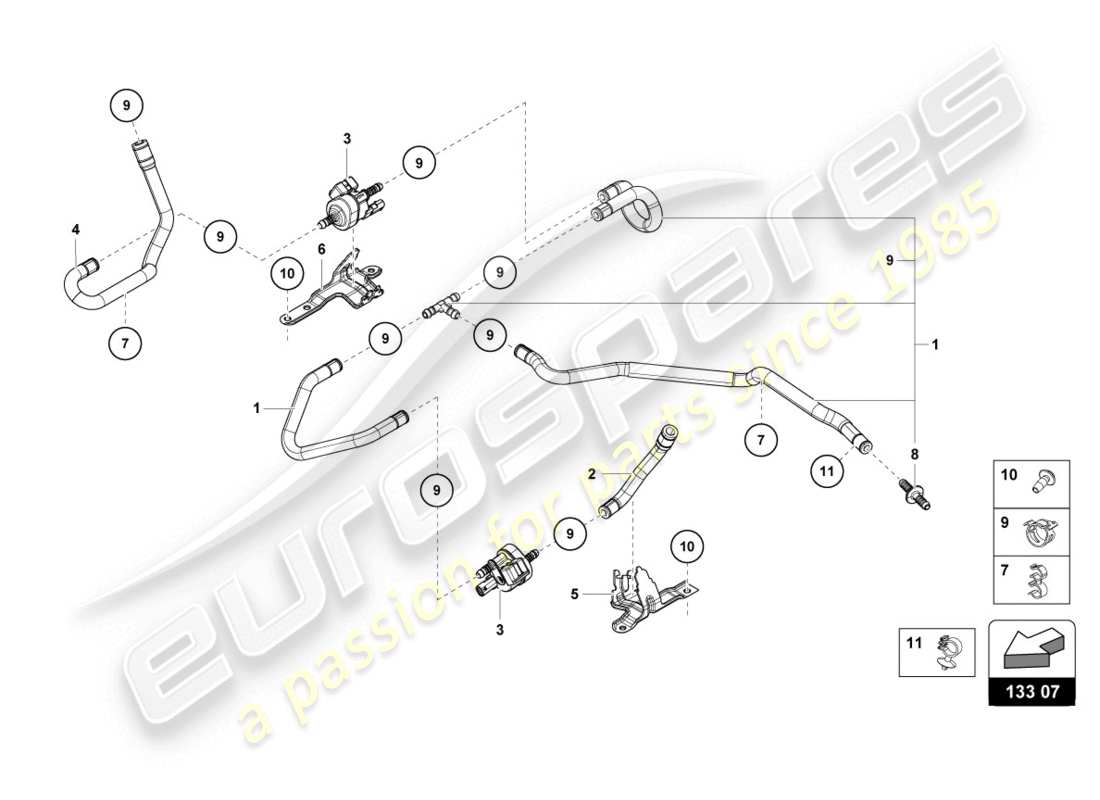 lamborghini evo spyder 2wd (2020) système de vide schéma des pièces
