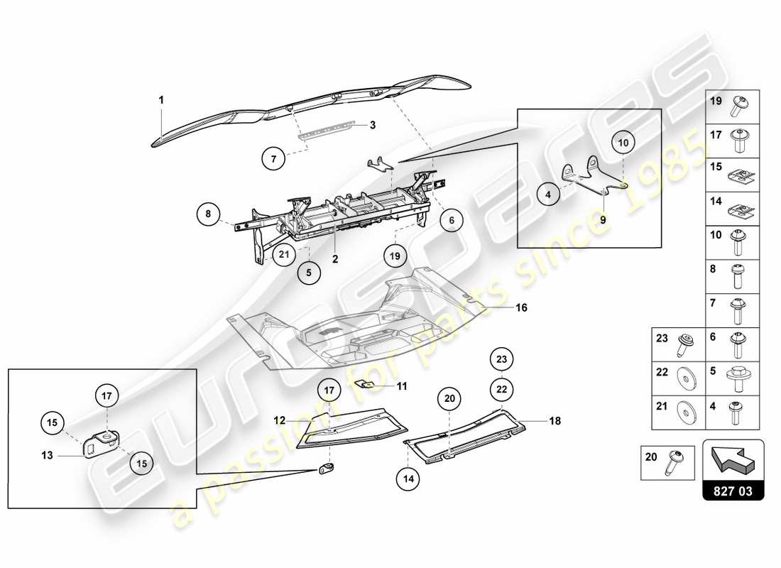 lamborghini 2012 (lp700-4 coupe)) spoiler arrière schéma des pièces