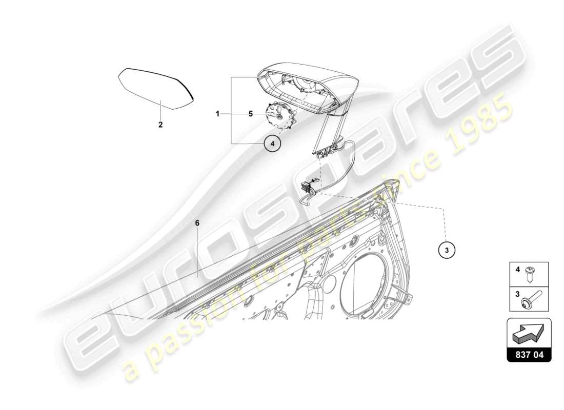 lamborghini lp740-4 s roadster (2020) miroir extérieur schéma des pièces