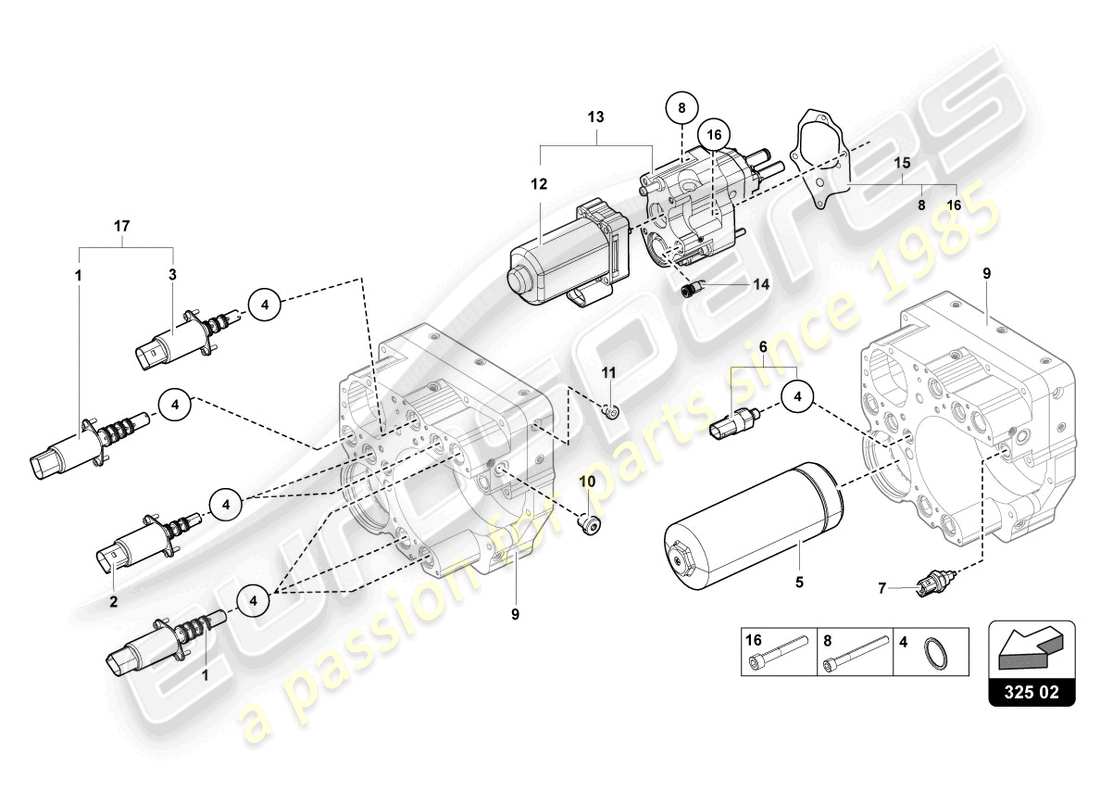 lamborghini lp740-4 s coupe (2021) unité de commande hydraulique schéma des pièces