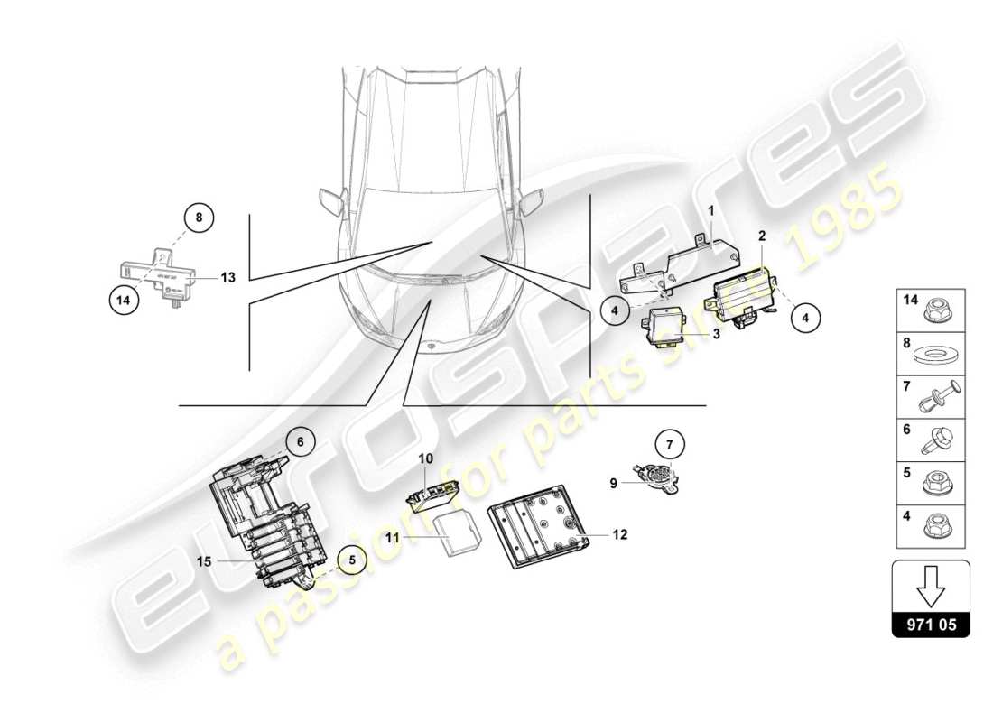 lamborghini evo coupe 2wd (2020) unité de contrôle schéma des pièces