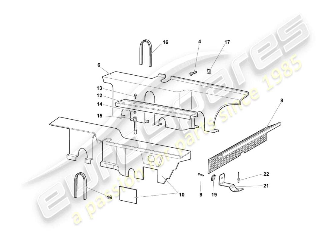 lamborghini murcielago roadster (2006) absorbeurs acoustiques schéma des pièces
