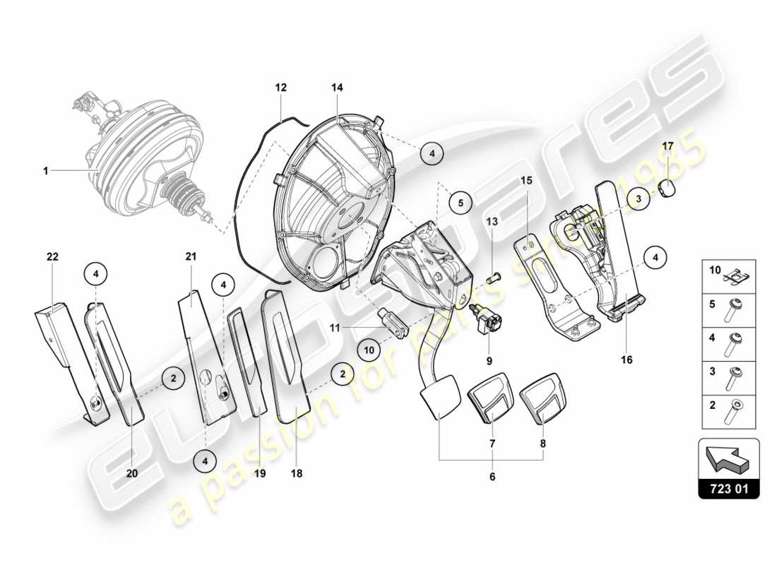 lamborghini 2012 (lp700-4 coupe)) freinage et accélération. levier mech. diagramme de pièce