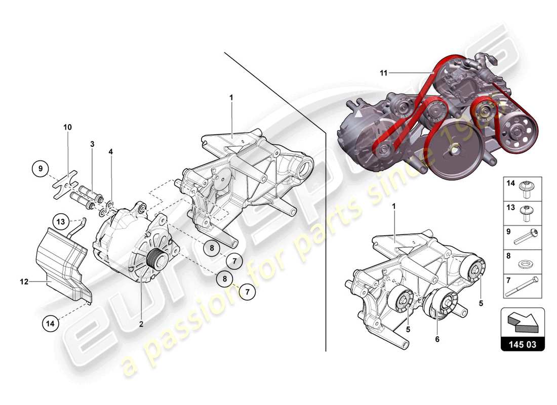 lamborghini 2016 (lp750-4 sv roadster) alternateur et pièces individuelles schéma des pièces