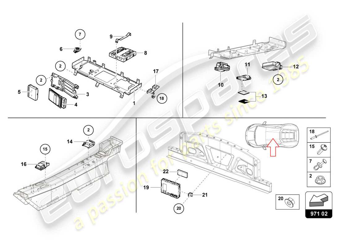 lamborghini 2020 (evo spyder 2wd) unité de commande schéma des pièces