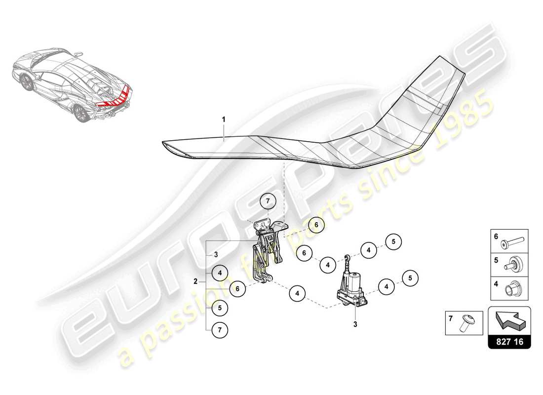lamborghini sian (2021) spoiler arrière schéma des pièces