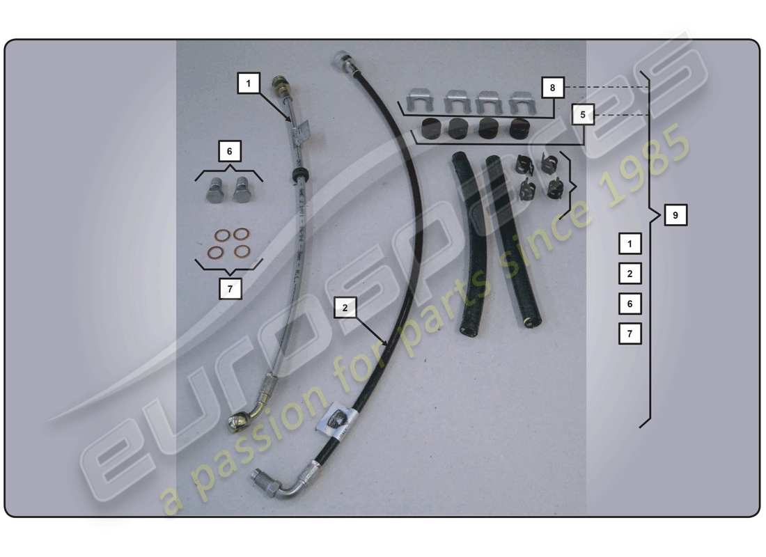 lamborghini super trofeo (2009-2014) kit de durite de frein schéma des pièces