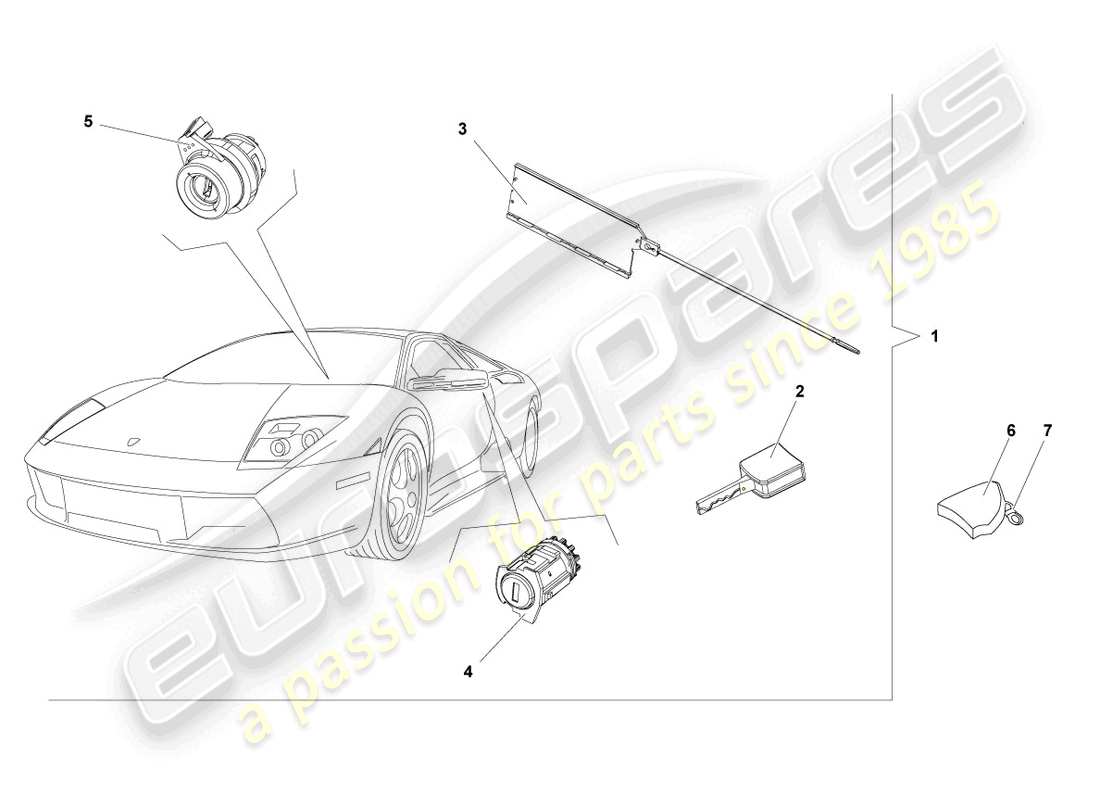 lamborghini murcielago coupe (2004) cylindres de serrure schéma des pièces