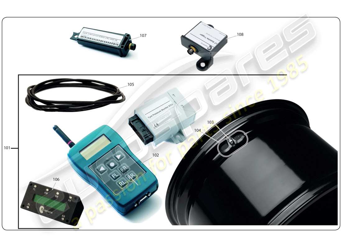 lamborghini super trofeo (2009-2014) kit tpms schéma des pièces