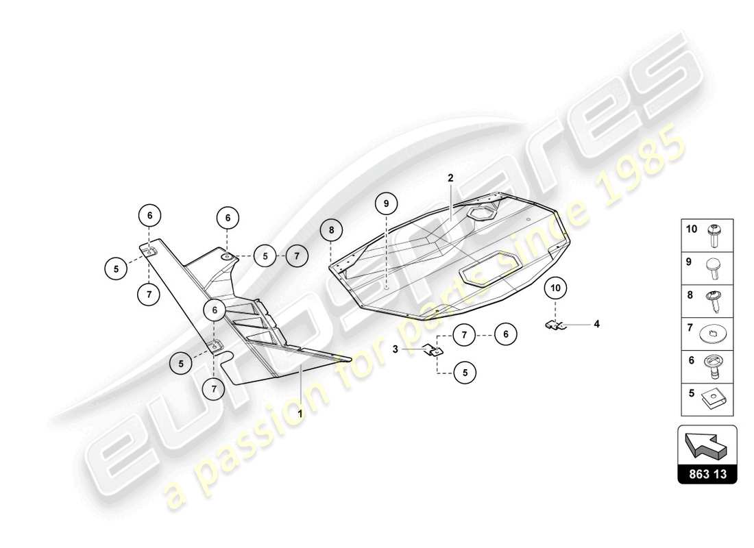 lamborghini lp750-4 sv roadster (2016) couverture diagramme de pièce