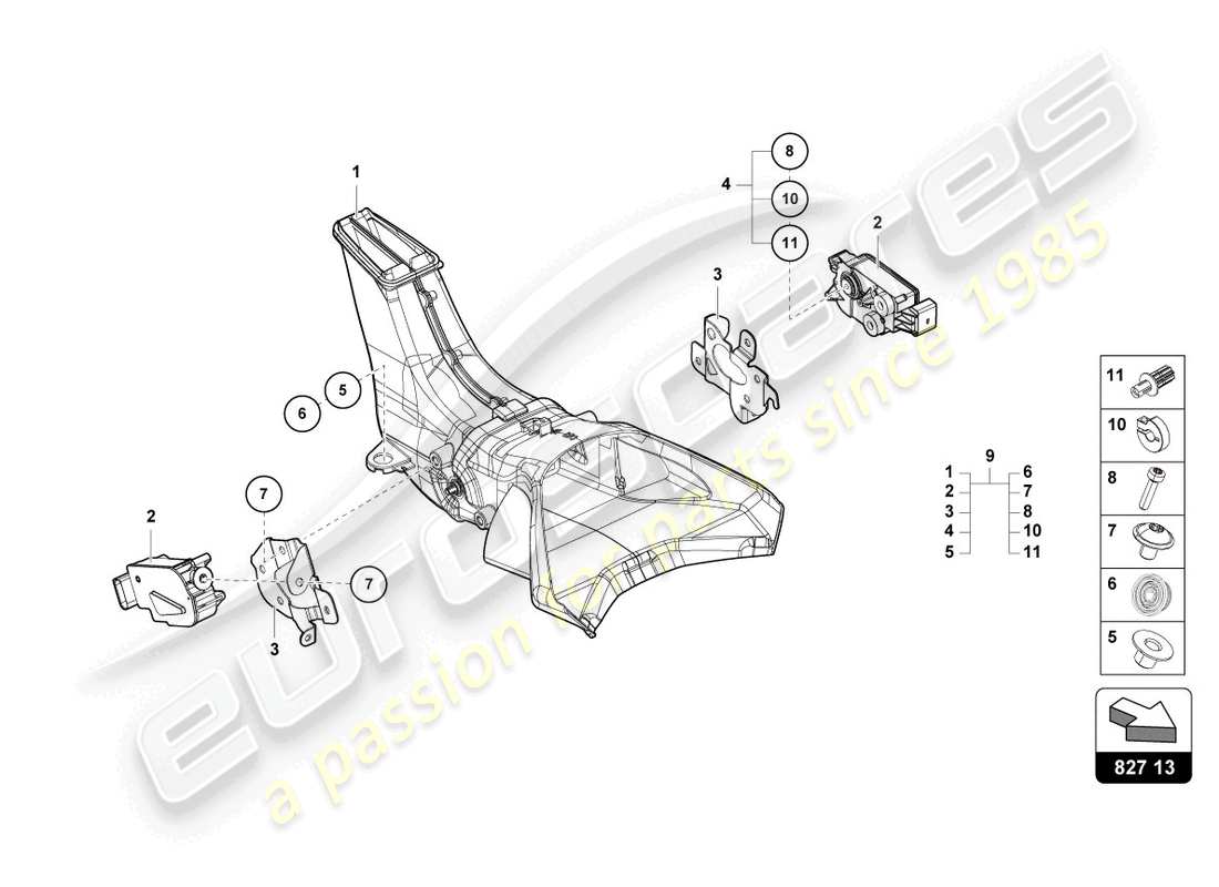 lamborghini lp770-4 svj coupe (2020) pièces de fixation aérodynamique arrière schéma des pièces