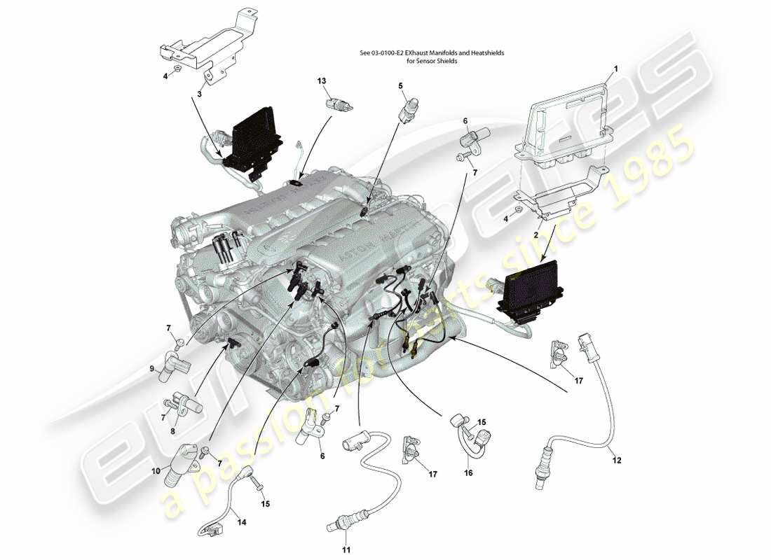 aston martin vanquish (2013) commande électronique du moteur schéma des pièces