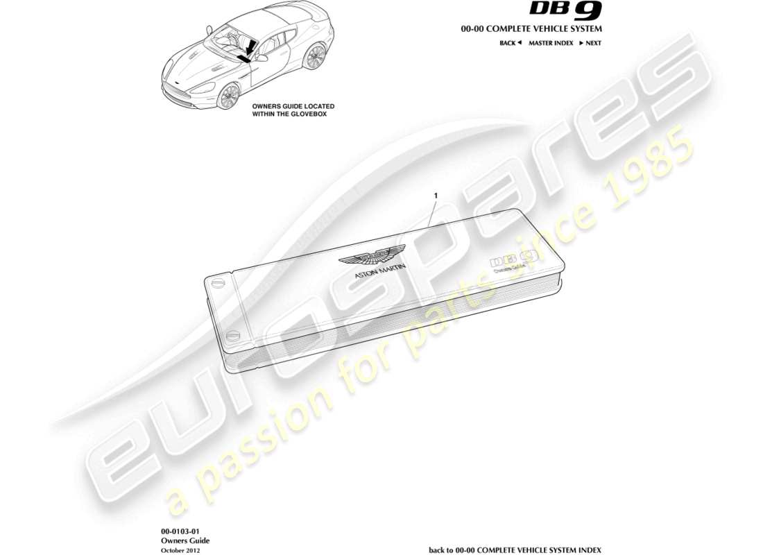 aston martin db9 (2017) diagramme des pièces du guide du propriétaire