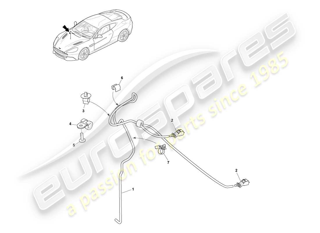un schéma de pièces du catalogue de pièces aston martin vanquish (2014)