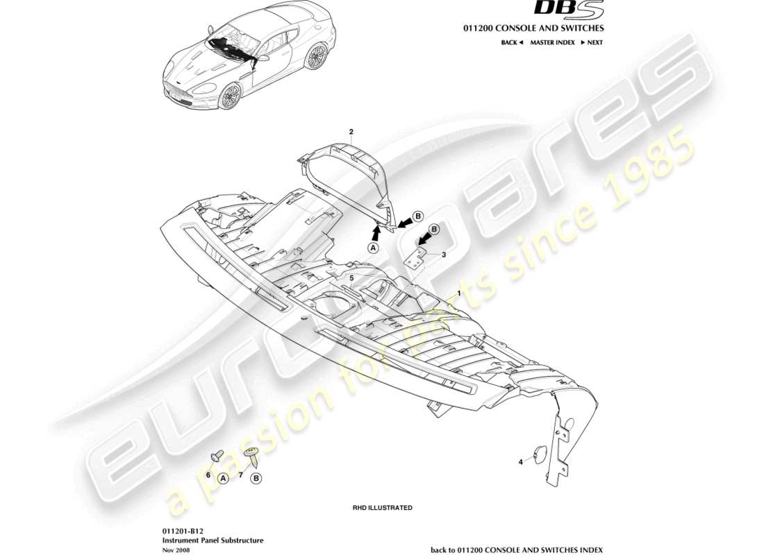 aston martin dbs (2010) diagramme des pièces de la sous-structure ip