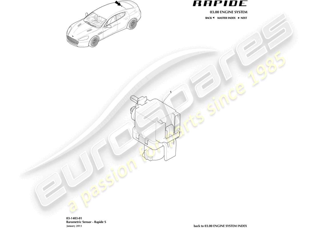 aston martin rapide (2012) diagramme de pièce du capteur barométrique