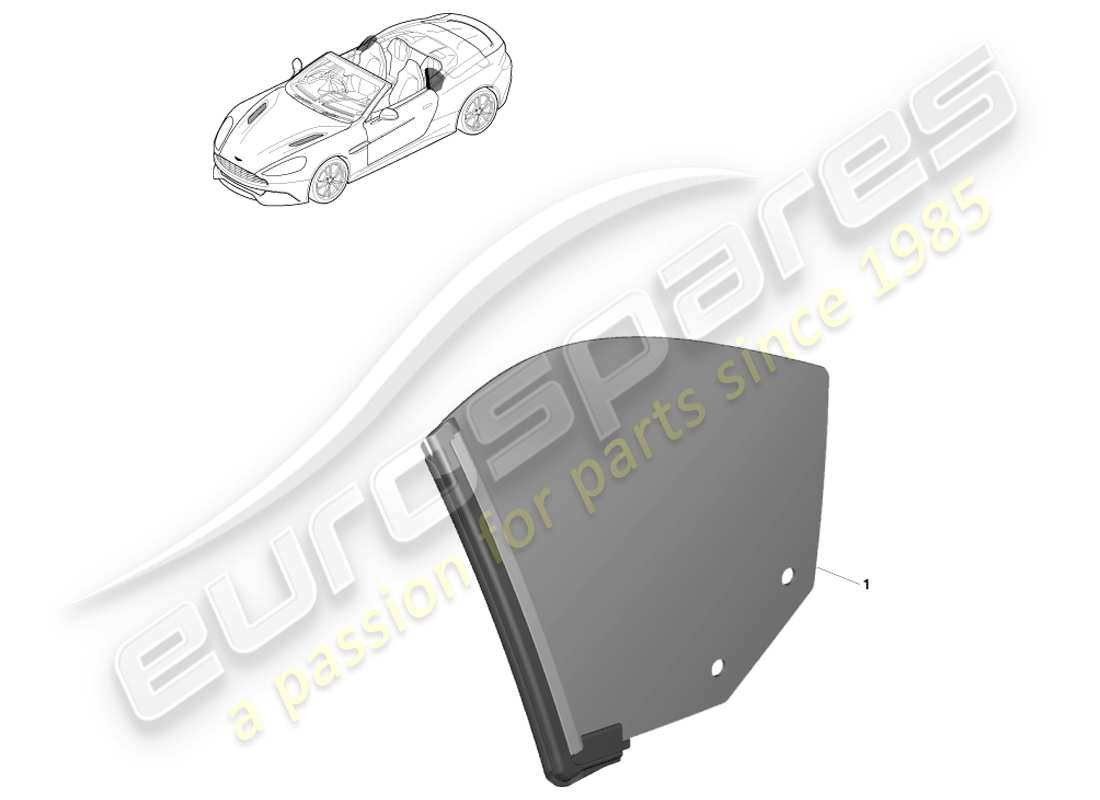 aston martin vanquish (2014) vitre de custode arrière, diagramme de pièce volante