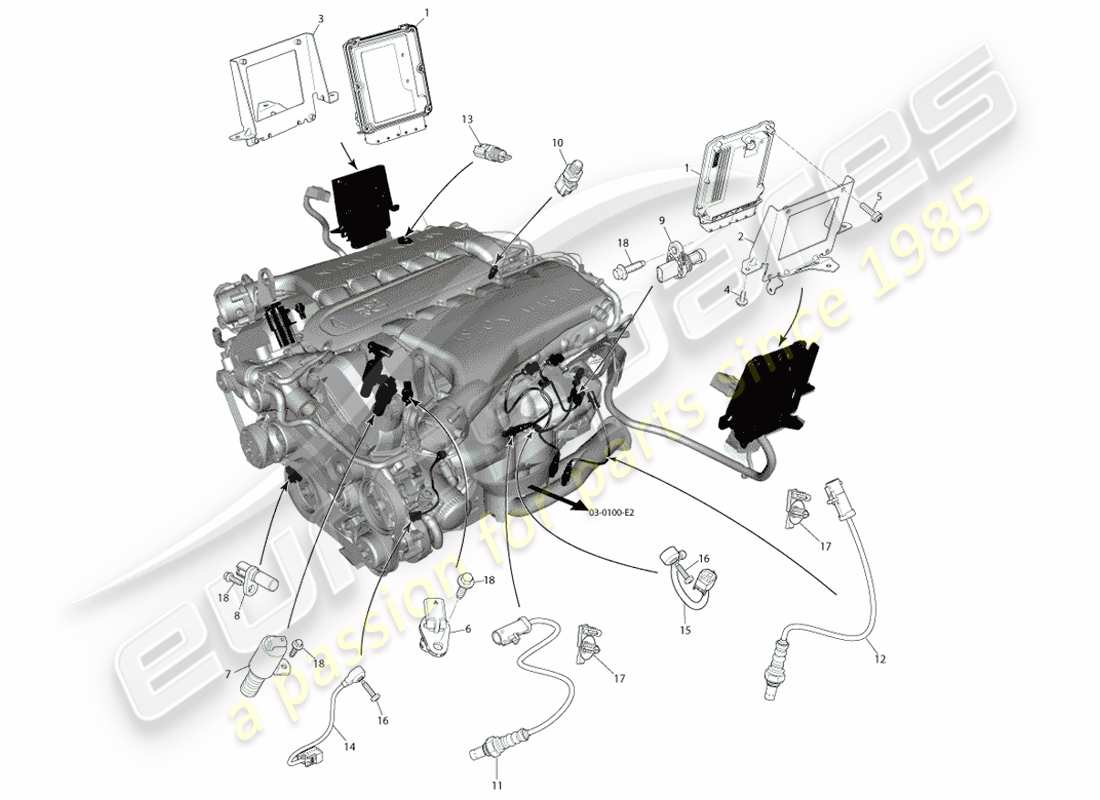 aston martin vanquish (2014) commande électronique du moteur, bosch schéma des pièces