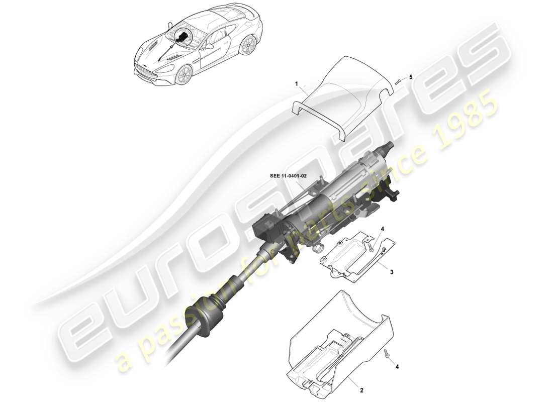 aston martin vanquish (2013) enveloppe de colonne schéma des pièces