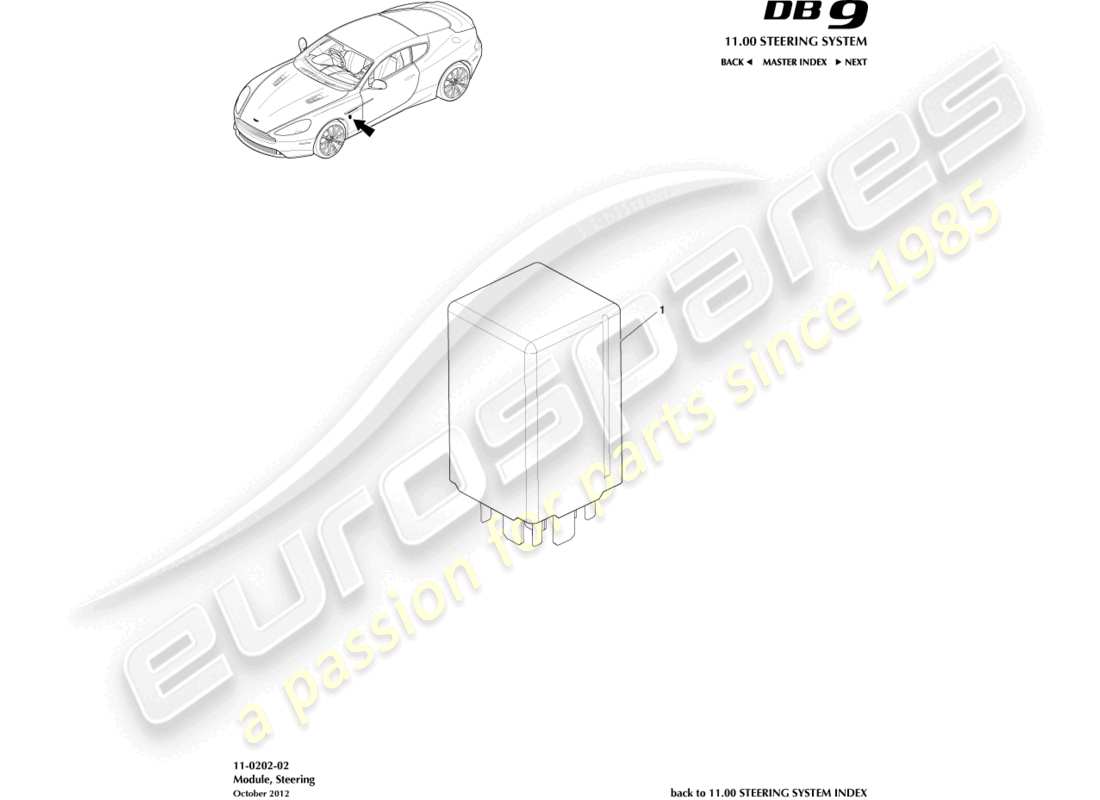 aston martin db9 (2013) schéma des pièces du module de direction