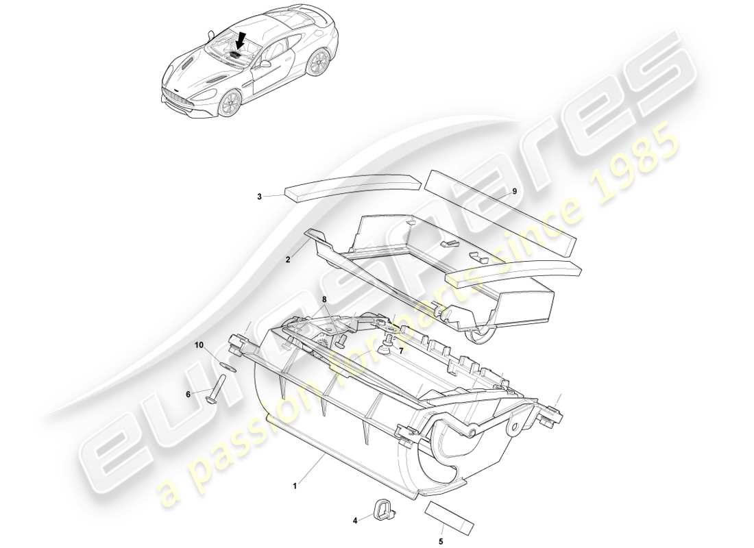 aston martin vanquish (2013) assemblage de navigation par satellite schéma des pièces
