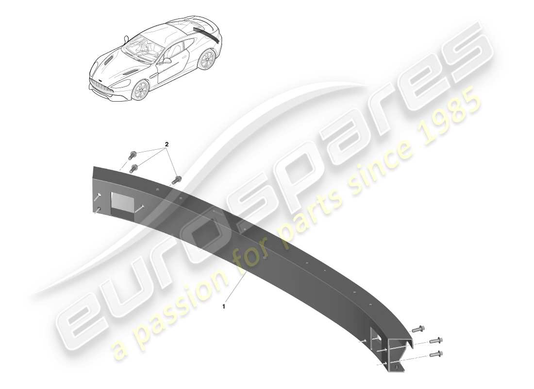 aston martin vanquish (2013) structure du pare-chocs arrière, diagramme des pièces de l'emprise