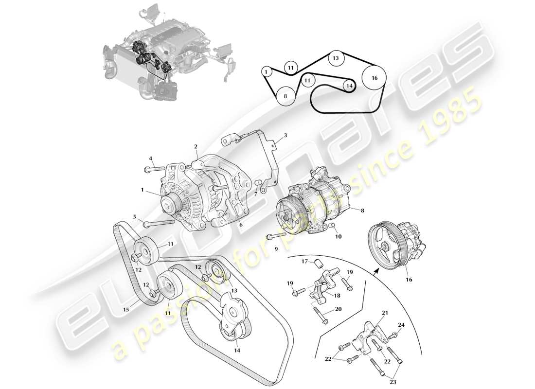 aston martin vanquish (2013) entraînement accessoire schéma des pièces