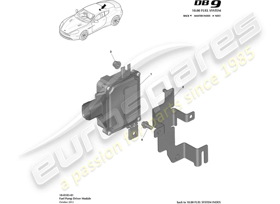 aston martin db9 (2013) schéma des pièces du module de pompe à carburant