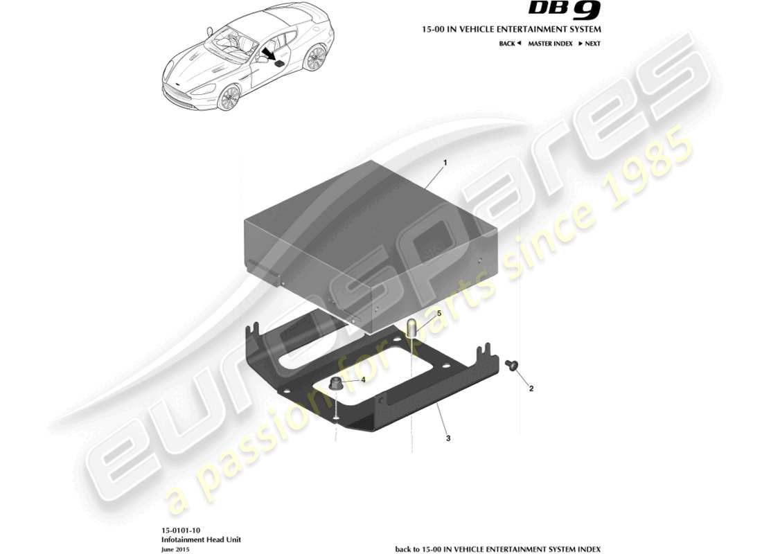 aston martin db9 (2013) unité de commande ice, 16my sur le diagramme de pièce