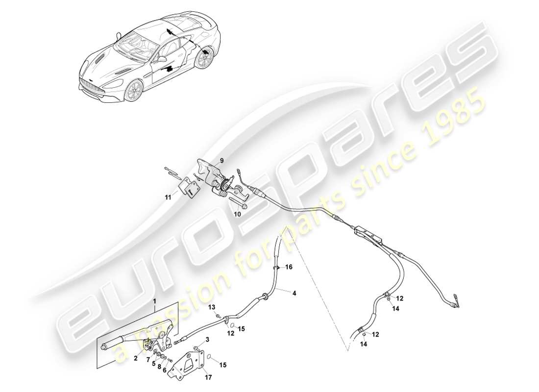 aston martin vanquish (2013) frein de stationnement, diagramme de pièces lhd