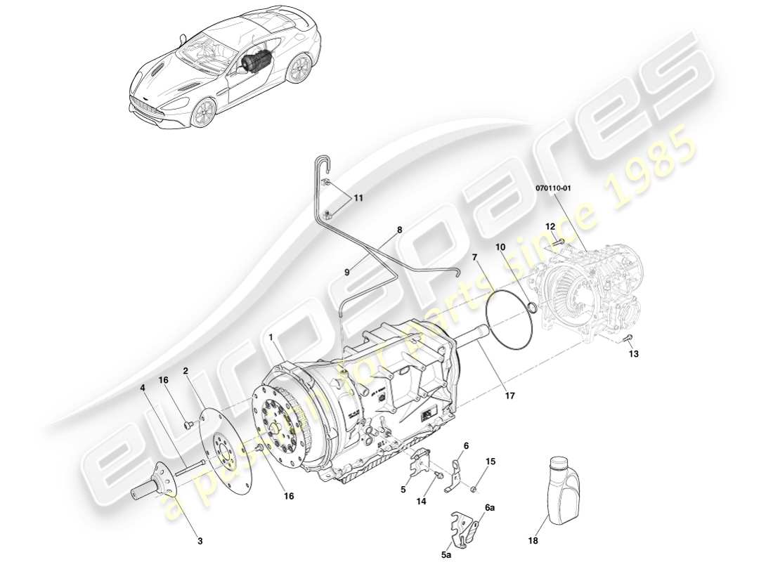 aston martin vanquish (2014) transmission, 8 vitesse schéma des pièces