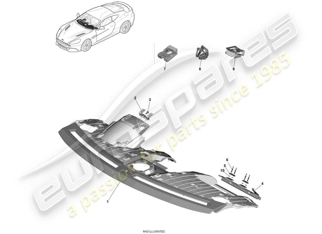 aston martin vanquish (2014) diagramme des pièces du substrat ip