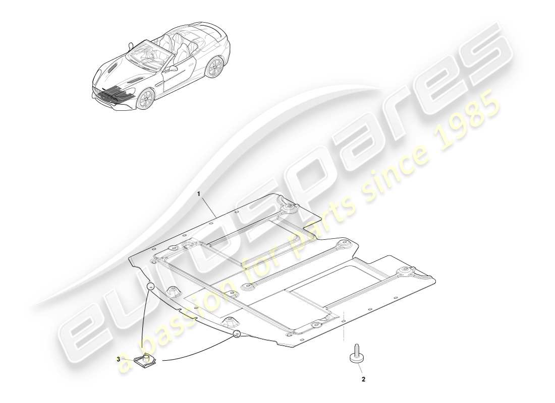 aston martin vanquish (2013) sous-plateau avant, diagramme de pièce volante