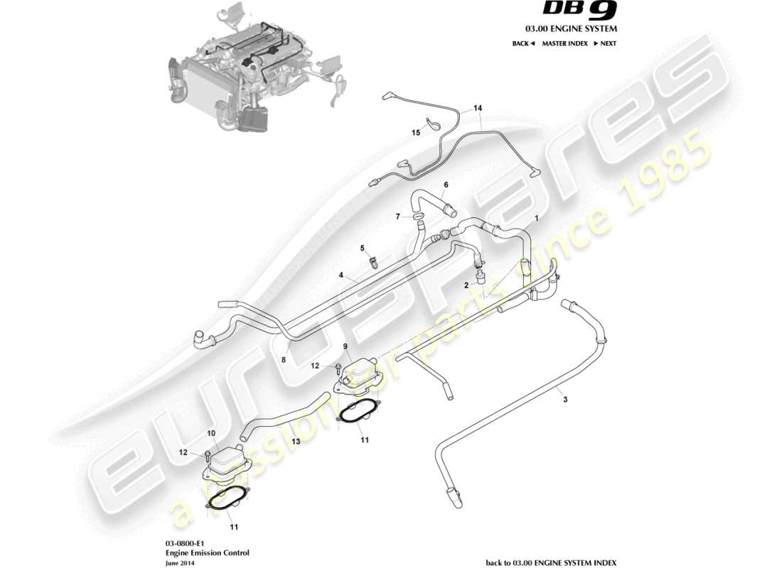 aston martin db9 (2013) schéma des pièces de contrôle des émissions