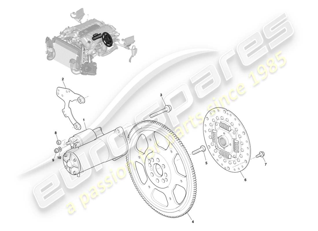 aston martin vanquish (2014) démarrage du moteur, diagramme de pièce automobile